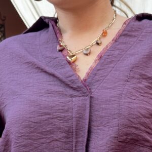 COLLAR CADENA CORAZONES PIEDRA