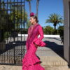 VESTIDO FLAMENCA CLEMENTINA buganvilla con lunar berenjena