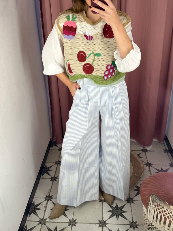 PANTALÓN PINZA RAYAS AZUL