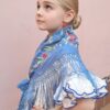 MANTONCILLO ANTIGUO NIÑA AZUL EMPOLVADO