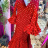 VESTIDO FLAMENCA CAYETANA ROJO LUNAR BLANCO - Imagen 2