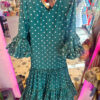 VESTIDO FLAMENCA CAYETANA VERDE LUNAR BLANCO