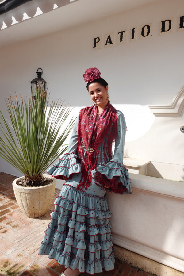 VESTIDO FLAMENCA MARISOL AGUA BURDEOS