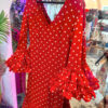 VESTIDO FLAMENCA CAYETANA ROJO LUNAR BLANCO