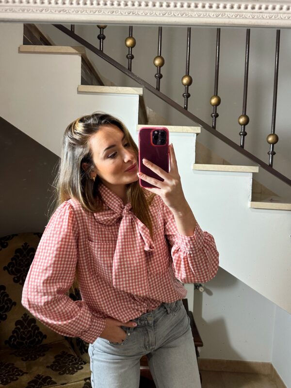 BLUSA VEGA VICHY MELOCOTÓN - Imagen 2