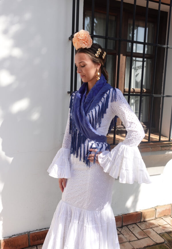 VESTIDO FLAMENCA BLANCO PERFORADO - Imagen 2