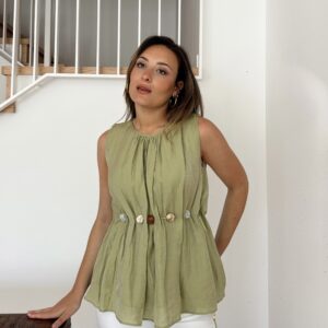 BLUSA OLIVA PIEDRAS