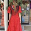 VESTIDO BATA MARISMA ROJO LUNAR NEGRO - Imagen 2