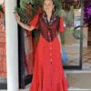 VESTIDO BATA MARISMA ROJO LUNAR NEGRO