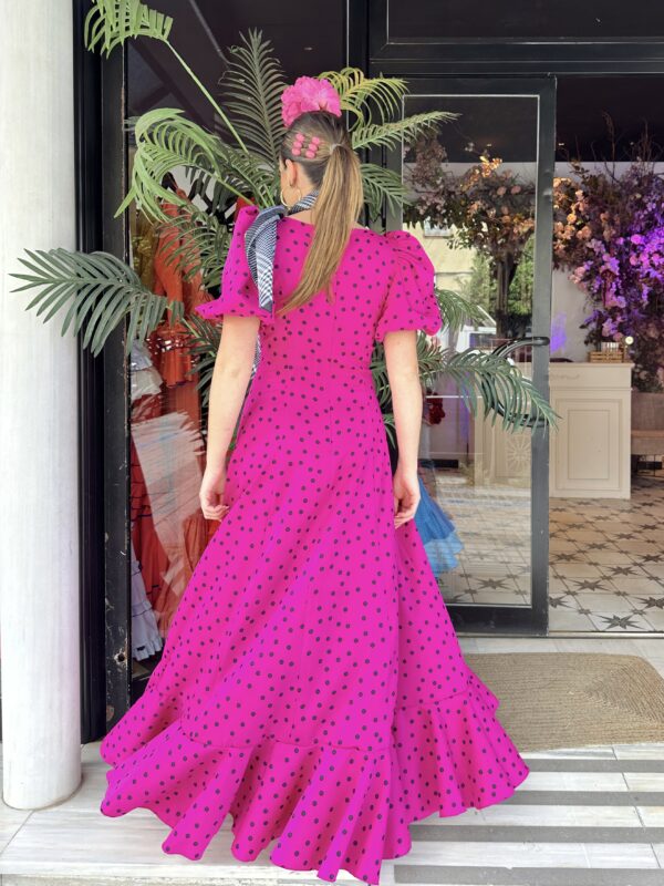 VESTIDO BATA MARISMA ROSA LUNAR NEGRO - Imagen 2