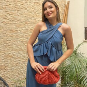 BOLSO RAFIA ROJO PASTEL