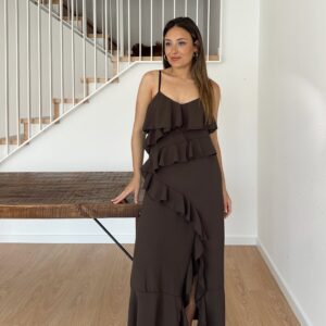 VESTIDO VOLANTITOS CHOCOLATE