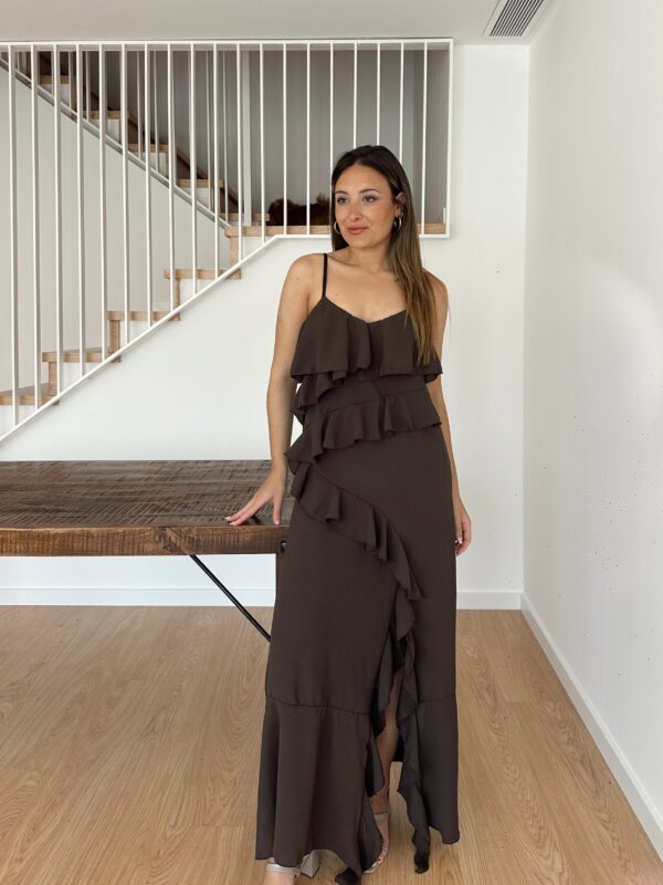 VESTIDO VOLANTITOS CHOCOLATE
