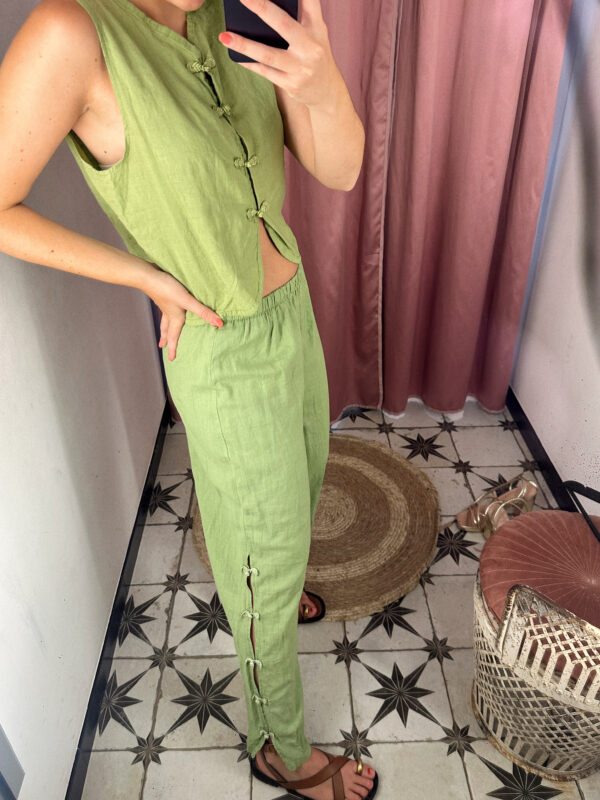 PANTALÓN ASIA LINO VERDE - Imagen 2