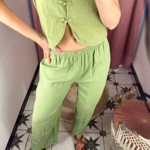 PANTALÓN ASIA LINO VERDE