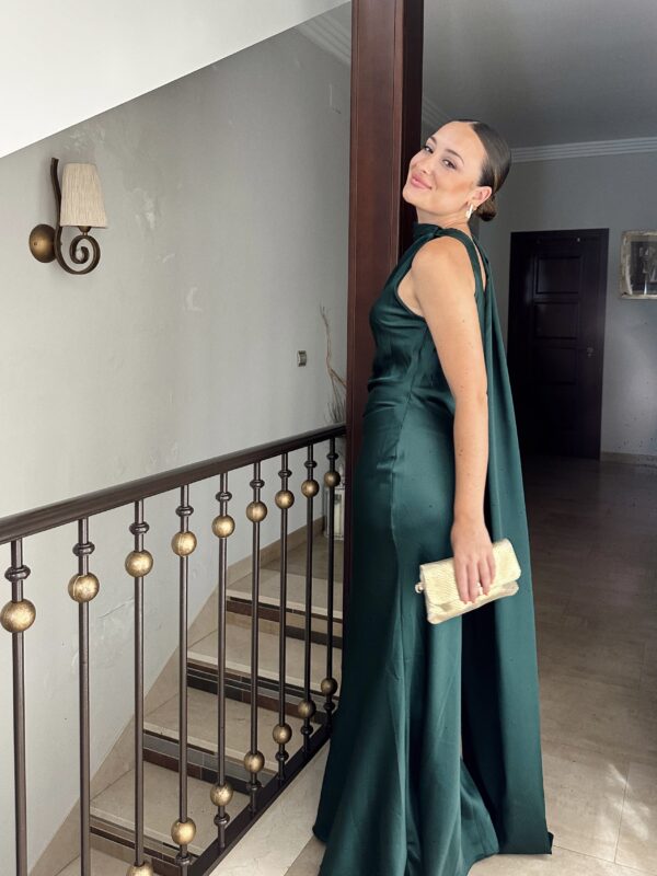 VESTIDO SATINADO CAPA VERDE - Imagen 2